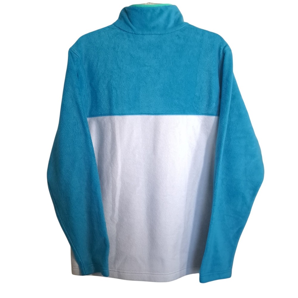Columbia Men's Fleece Jacket M Nimbus Gray, Electric Turqu Half Snap Mock Neck - Picture 9 of 9